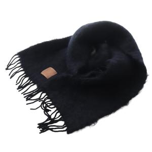 モヘヤ&ウール アナグラム マフラー ストール 黒 ブラック /SR28 OH