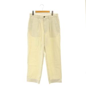 ブラッシュドコットンインワンプリーツスラックスパンツ テーパード M オフホワイト /HK OS