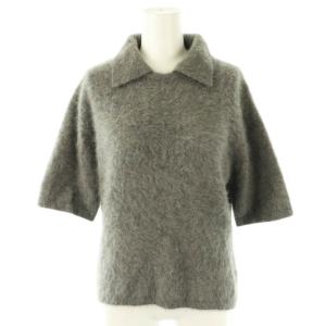 23AW カシミヤ混 ポロカラープルオーバーニット セーター 五分袖 F グレー /ES OS SH