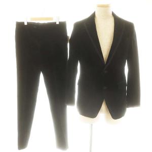 セットアップ ベロアスーツ テーラードジャケット パンツ A5 ブラック /HK OS SH