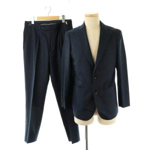 セットアップ 3釦段返りシングルスーツ 2タック テーラードジャケット パンツ A5 ネイビー /HK