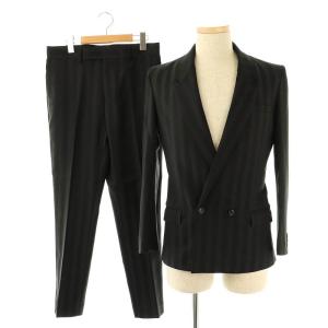 ストライプ スーツ セットアップ テーラードジャケット パンツ S M ブラック /DF OS SH