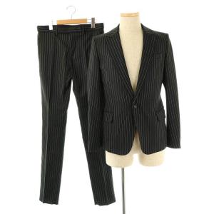 ウール混 ストライプ セットアップ M ブラック
