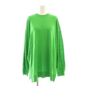 23SS SLIT CREW PULLOVER ニット シルクコットン カットソー 長袖 38 グリーン