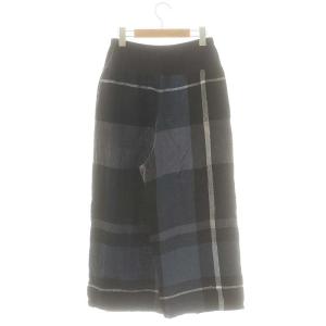 BEARDSLEY リネンビッグチェックウエストリブパンツ ワイド 1 紺 /MI OS SH