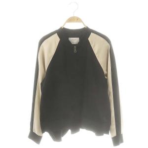 バックレースアップスカジャン ブルゾン F 黒 ベージュ /MI OS SH