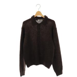 BRUSHED SUPER KID MOHAIR KNIT POLO 0 ブラウン
