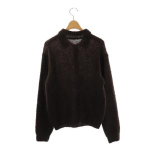 AURALEE BRUSHED SUPER KID MOHAIR KNIT POLO 0 ブラウン