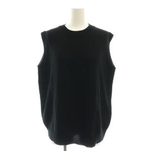 Italian Yarn クルーネックノースリーブ ベスト ニット ブラック /HK OS