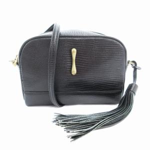 ショルダーバッグ タッセルチャーム フェイクレザー 黒 ブラック /AE