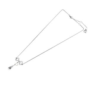 Dior ネックレス ペンダント リボンモチーフ ラインストーン シルバー色 /YO2