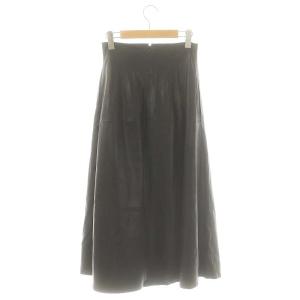 DOUBLE STANDARD CLOTHING フェイクレザースカート フレアスカート ロング F ブラック /ES OS