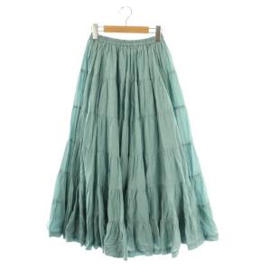 草原虹のスカート ティアードスカート ギャザー フレア ロング スモークブルー /ES OS