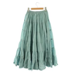 MARIHA 草原虹のスカート ティアードスカート ギャザー フレア ロング スモークブルー /ES OS
