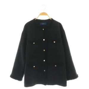 GIOLICA ツイード ジャケット ノーカラー 36 黒 ブラック /AT OS