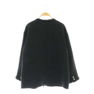 SHIPS GIOLICA ツイード ジャケット ノーカラー 36 黒 ブラック /AT OS