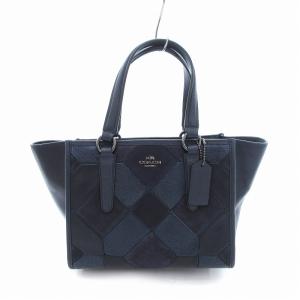 美品 G1573 36535 ハンドバッグ ショルダー 2WAY パッチワーク 紺 ネイビー /UO