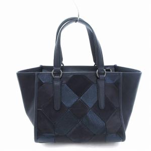 COACH 美品 G1573 36535 ハンドバッグ ショルダー 2WAY パッチワーク 紺 ネイビー /UO
