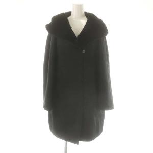 ファー中綿入りコート アウター ロング フード 36 ブラック /DO OS
