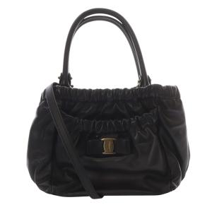 ヴァラ レザー 2WAYバッグ ハンドバッグ ショルダーバッグ 黒 ブラック /SR25