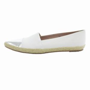 CORSO ROMA 9 フラットシューズ スリッポン エスパドリーユ 切替 レザー 36 23.0cm 白 ホワイト シルバーカラー