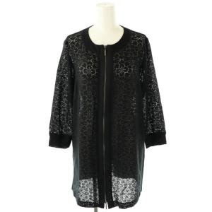 総レース ジップアップ ジャケット ノーカラー 11 ブラック /DF OS