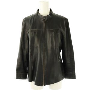 レザージャケット ブルゾン 羊革 9 ブラック ベージュ /ES OS