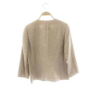 Leilian ラメ ノーカラージャケット 9 ベージュ ゴールド色 /MI OS