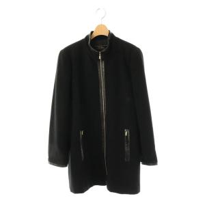 アンゴラ フェイクレザー 切替 コート アウター 9 ブラック /DF OS