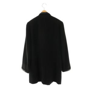 Leilian アンゴラ フェイクレザー 切替 コート アウター 9 ブラック /DF OS