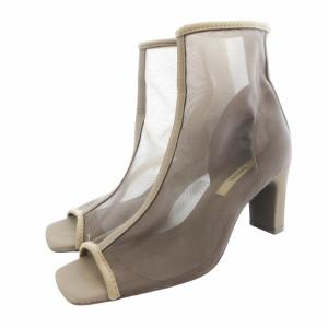 23SS オープントゥメッシュショートブーツ シューズ バックジップ L 24.0cm 茶 ブラウン SWGS231614