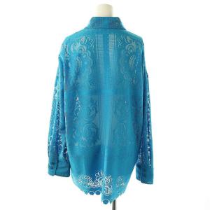Lily Brown LilyBrown 23SS オーナメントミラーレースオーバーシャツ 長袖 ステンカラー F 青 ブルー /AT OS