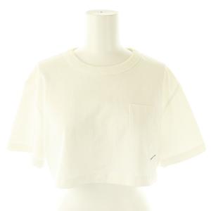 ロゴポケットデザインクロップドTシャツ カットソー 半袖 XS 白 ホワイト /AT OS
