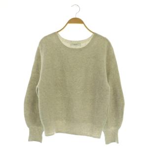 21AW 紡毛ガーターパフスリーブ プルオーバー ニット セーター 長袖 38 ライトグレー /MY OS