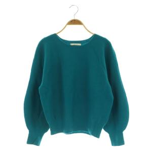 21AW 紡毛ガーターパフスリーブ プルオーバー ニット セーター 長袖 38 ブルー /MY OS