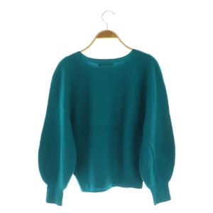 ANAYI 21AW 紡毛ガーターパフスリーブ プルオーバー ニット セーター 長袖 38 ブルー /MY OS