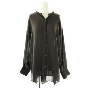 スタンドカラーフローラビエラシャツ ブラウス 長袖 F チャコール /DF OS SH