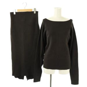 シルクコンディーププルオーバー×スカート セットアップ ニット 長袖 ロング F チャコール /ES OS