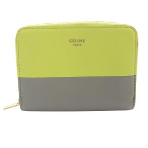 アコーディオン ラウンドジップ カードケース ロゴ 黄色 イエロー グレー /SR31 SH OH