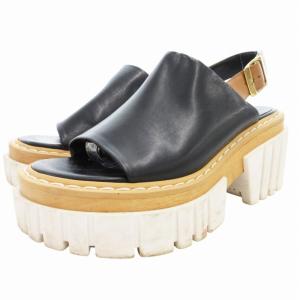 プラットフォームサンダル 厚底エミリー シューズ バックストラップ 38 黒 ブラック 茶 ブラウン /GV