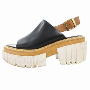 STELLA McCARTNEY プラットフォームサンダル 厚底エミリー シューズ バックストラップ 38 黒 ブラック 茶 ブラウン /GV