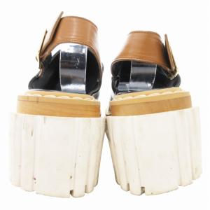 STELLA McCARTNEY プラットフォームサンダル 厚底エミリー シューズ バックストラップ 38 黒 ブラック 茶 ブラウン /GV
