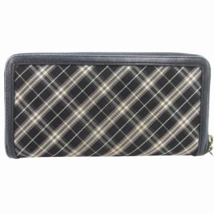 BURBERRY BLUE LABEL 長財布 ウォレット ラウンドファスナー チェック ロゴ 黒 ブラック ベージュ /GV SH