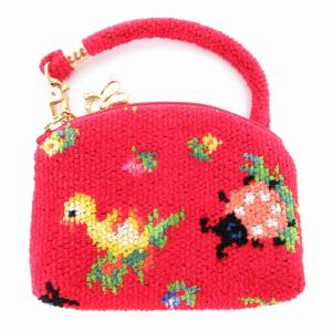 FEILER 美品 ハイジ サイドポーチ ミニ 総柄 シュニール織 赤 レッド /AE SH