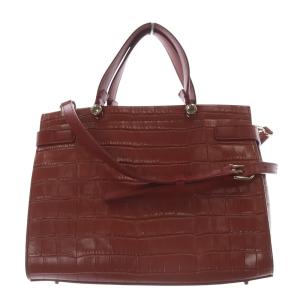 FURLA LADY M M トートバッグ型押し 2way ハンドバッグ ショルダーバッグ 赤 レッド /SR5