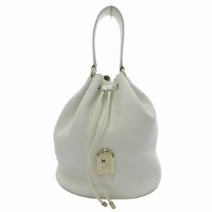 SLEEK 巾着バッグ トート レザー シボ革 白 ホワイト /JS