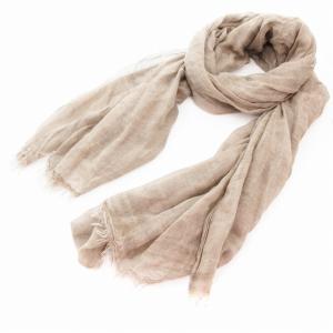 ストール フリンジ シルク混 茶 ブラウン /AE