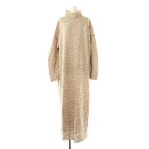 23AW ベビーアルパカ Mix ワンピース ニット ロング 長袖 38 ベージュ /HK OS