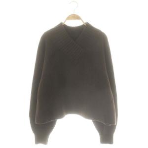 23AW OLBIA アゼVネックプルオーバー ニット セーター シルク混 カシミヤ混 ブラウン /DO