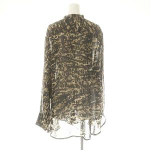 Plage リアム レオパード柄 シアー バンドカラー シャツ シースルー 長袖 茶 ブラウン 黒 ブラック /AT